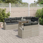 Conjunto de sofá de jardín 9 pcs Gris Claro Poliratán