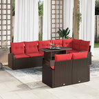 Conjunto de sofá de jardín 9 pcs Marrón Poliratán