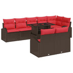 Conjunto de sofá de jardín 9 pcs Marrón Poliratán