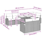 Conjunto de sofá de jardín 9 pcs Marrón Poliratán