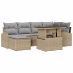 Conjunto de sofá de jardín 7 pcs Beige Poliratán