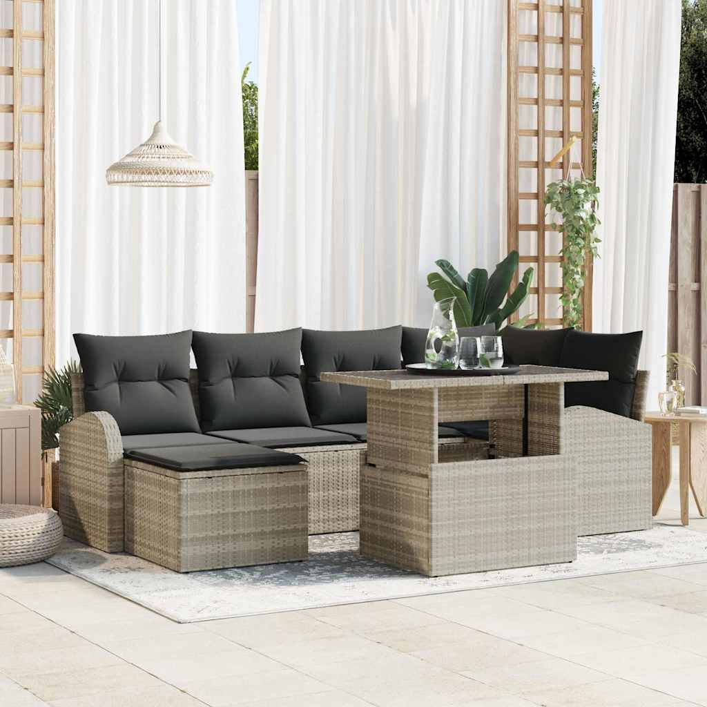 Conjunto de sofá de jardín 7 pcs Beige Poliratán