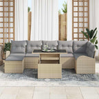 Conjunto de sofá de jardín con cojín 8 pcs Beige Poliratán