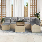 Conjunto de sofá de jardín 9 pcs Beige Poliratán
