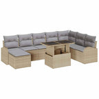 Conjunto de sofá de jardín 9 pcs Beige Poliratán