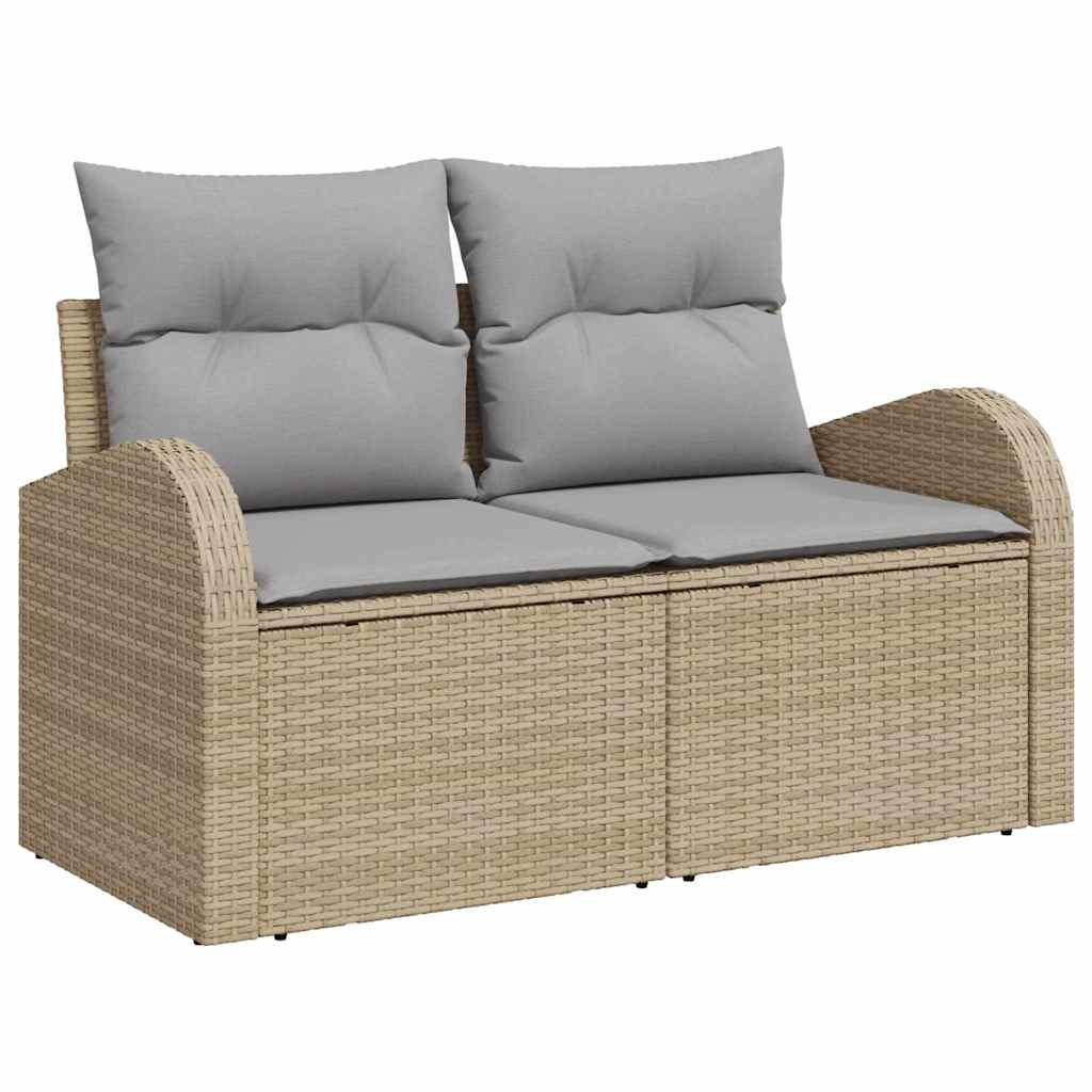 Conjunto de sofá de jardín 9 pcs Beige Poliratán