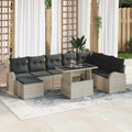 Conjunto de sofá de jardín 9 pcs Beige Poliratán