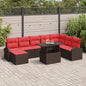Conjunto de sofá de jardim 9 pcs Castanho Polivime