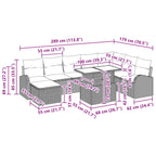 Conjunto de sofá de jardín 9 pcs Marrón Poliratán
