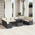 Conjunto de sofá de jardín con cojín 11 pcs Negro Poliratán