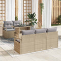 Conjunto de sofá de jardín con cojín 6 pcs Beige Poliratán