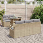 Conjunto de sofá de jardín con cojín 6 pcs Beige Poliratán