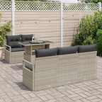 Conjunto de sofá de jardín con cojín 6 pcs Gris Claro Poliratán
