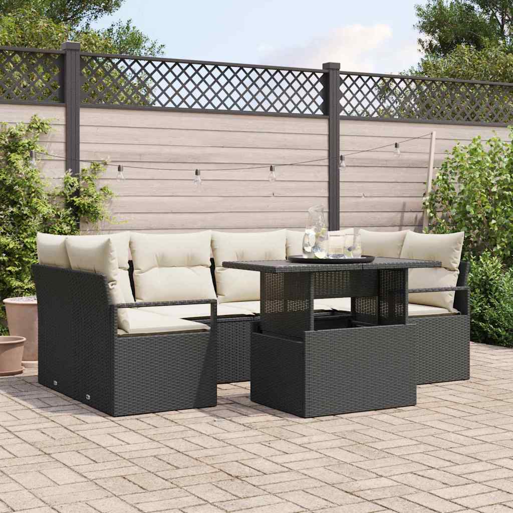 Conjunto de sofá de jardín 6 pcs Beige ratán sintético