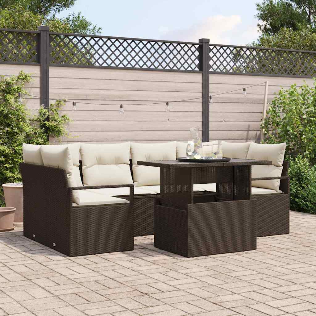 Conjunto de sofá de jardín 6 pcs Beige ratán sintético