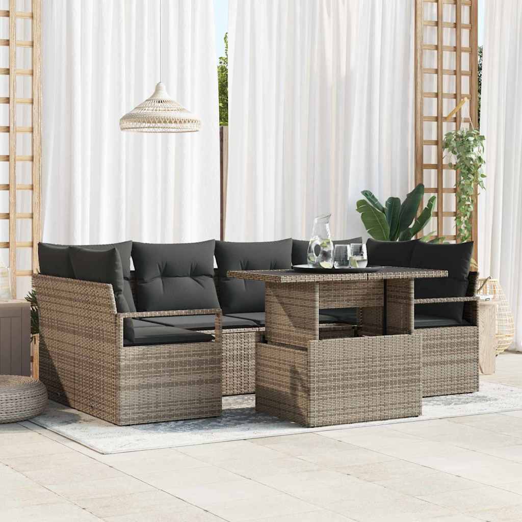 Conjunto de sofá de jardín 6 pcs Beige ratán sintético