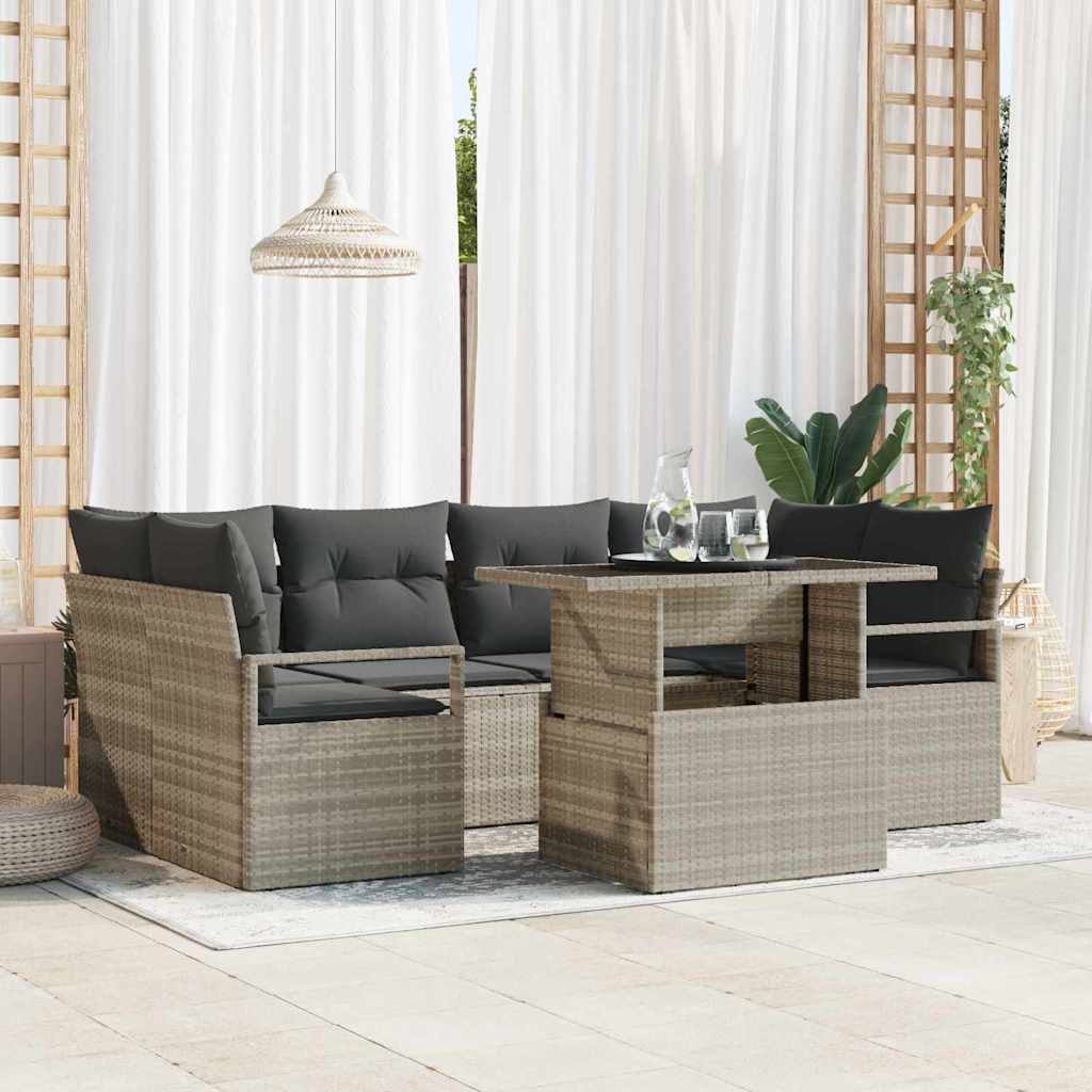 Conjunto de sofá de jardín 6 pcs Beige ratán sintético
