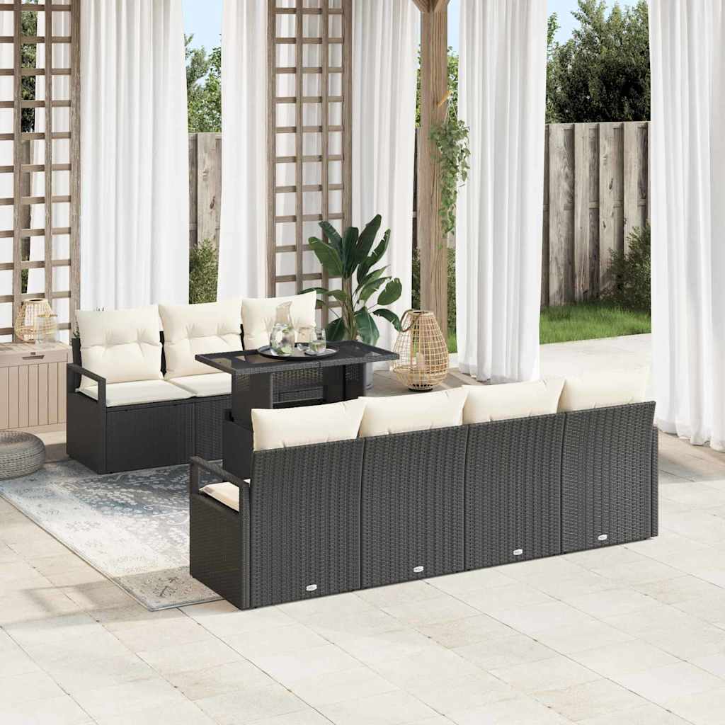 Conjunto de sofá de jardín 8 pcs Beige Poliratán
