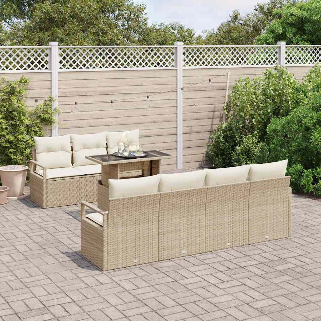 Conjunto de sofá de jardín 8 pcs Beige Poliratán