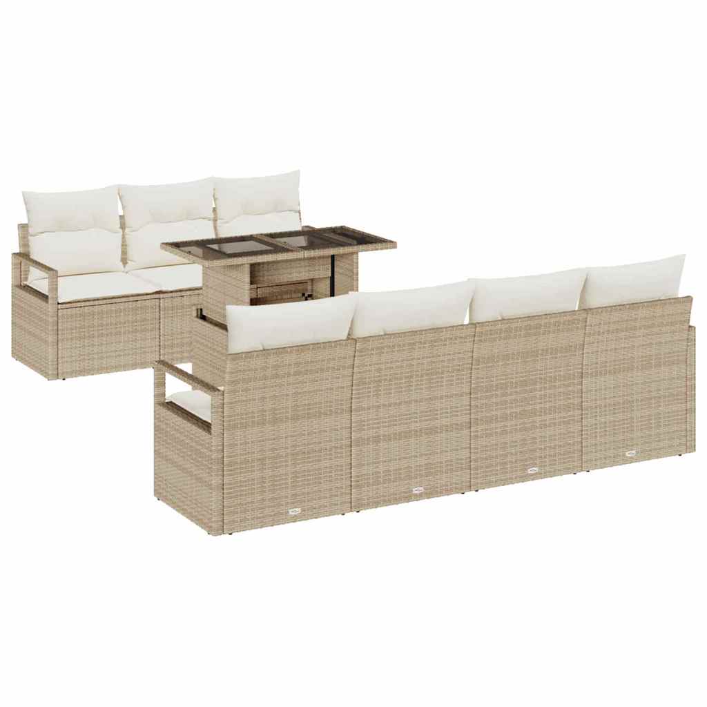 Conjunto de sofá de jardín 8 pcs Beige Poliratán