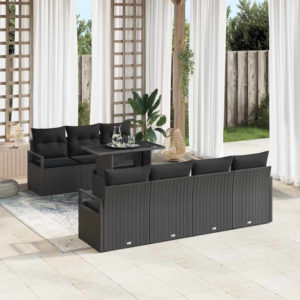 Conjunto de sofá de jardín con cojín 8 pcs Beige Poliratán