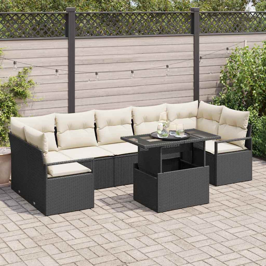 Conjunto de sofá de jardín 8 pcs Beige Poliratán