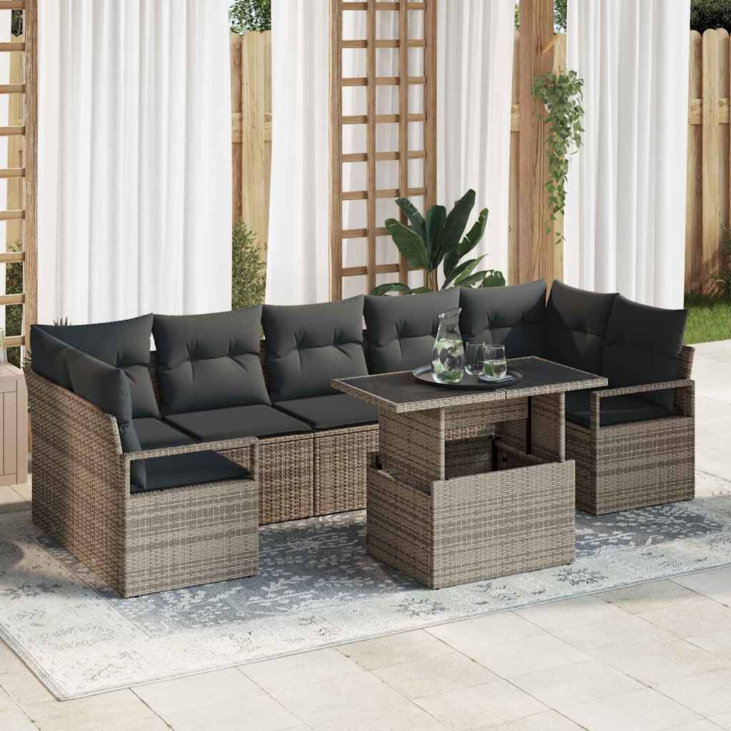 Conjunto de sofá de jardín 8 pcs Beige Poliratán