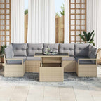 Conjunto de sofá de jardín 8 pcs Beige Poliratán
