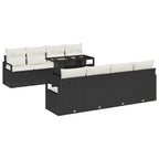 Conjunto de sofá de jardín 9 pcs Negro Poliratán