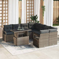 Conjunto de sofá de jardín con cojín 9 pcs Beige Poliratán