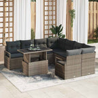 Conjunto de sofá de jardín con cojín 9 pcs Beige Poliratán