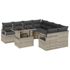 Conjunto de sofá de jardín 9 pcs Gris Claro Poliratán