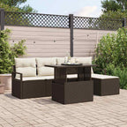 Conjunto de sofá de jardín 6 pcs Marrón Poliratán