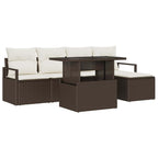 Conjunto de sofá de jardín 6 pcs Marrón Poliratán