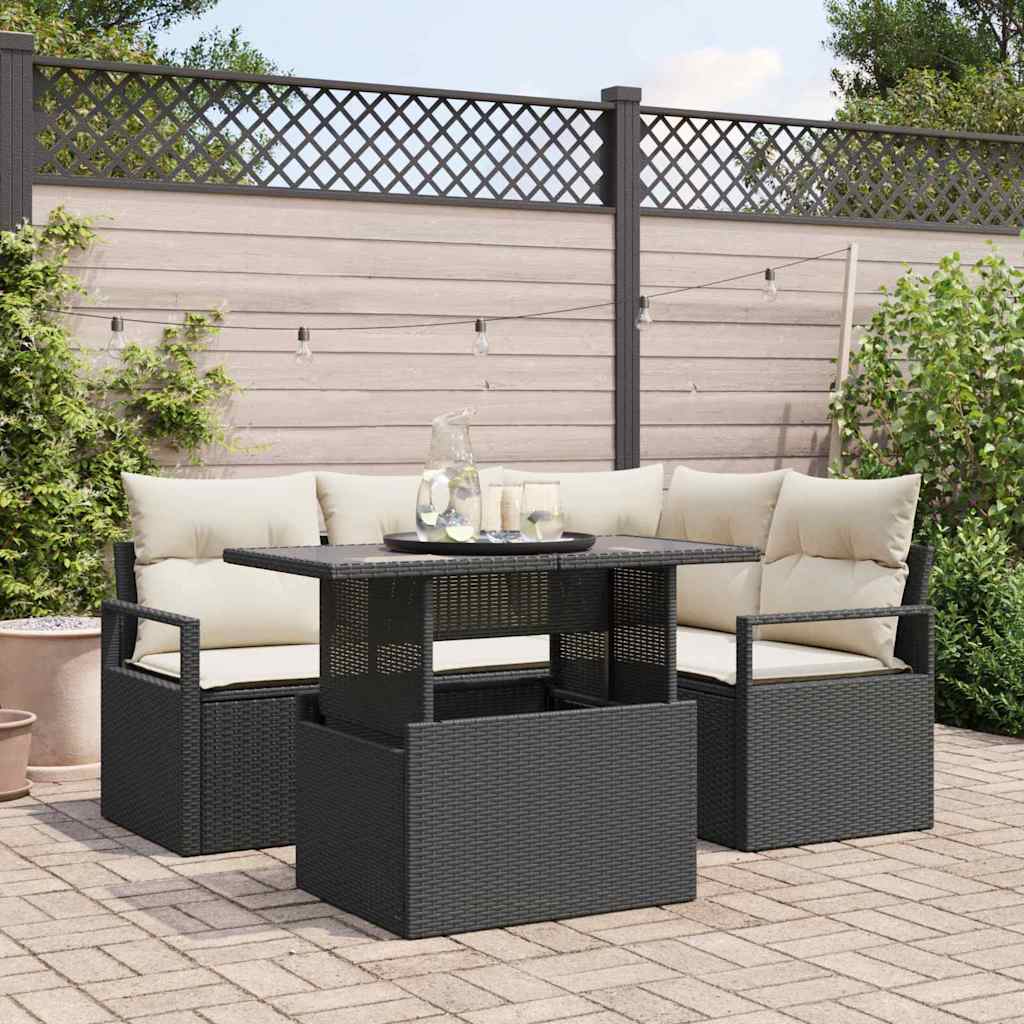 Conjunto de sofá de jardín 5 pcs Beige Poliratán