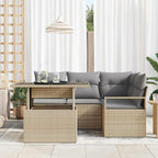 Conjunto de sofá de jardín 5 pcs Beige Poliratán