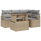 Conjunto de sofá de jardín 5 pcs Beige Poliratán