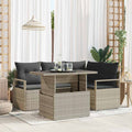 Conjunto de sofá de jardín con cojín 5 pcs Gris Claro Poliratán