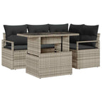 Conjunto de sofá de jardín con cojín 5 pcs Gris Claro Poliratán