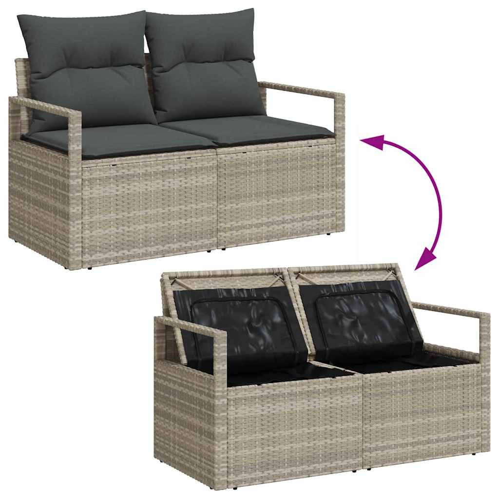 Conjunto de sofá de jardín con cojín 5 pcs Gris Claro Poliratán