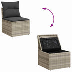 Conjunto de sofá de jardín con cojín 5 pcs Gris Claro Poliratán