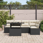 Conjunto de sofá de jardín 6 pcs Negro Poliratán