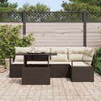Conjunto de sofá de jardín con cojín 6 pcs Marrón Poliratán