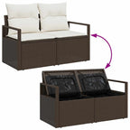 Conjunto de sofá de jardín con cojín 6 pcs Marrón Poliratán