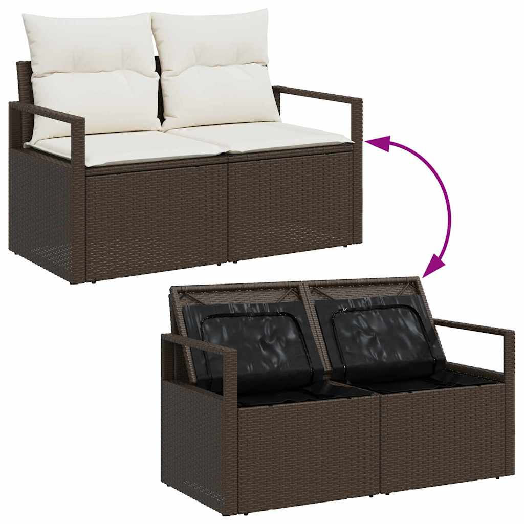 Conjunto de sofá de jardín con cojín 6 pcs Marrón Poliratán