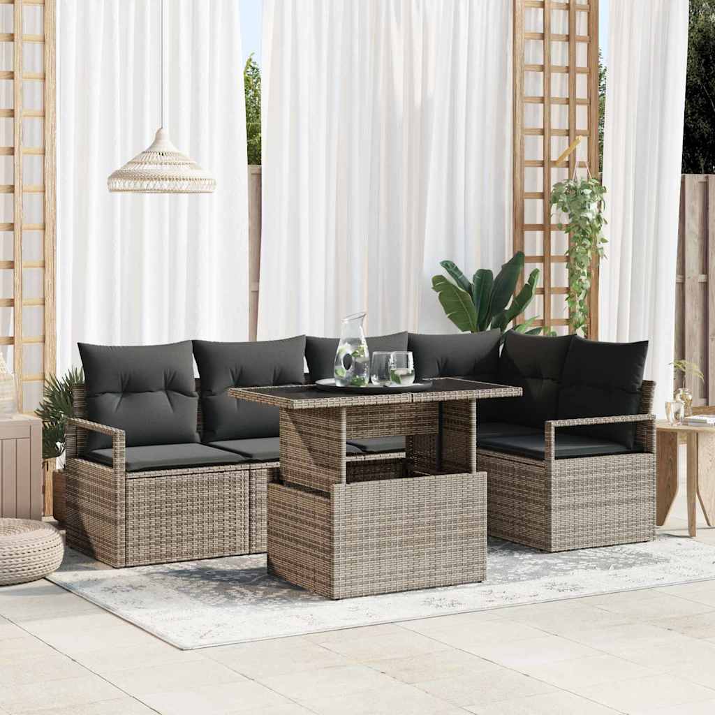 Conjunto de sofá de jardín con cojín 11 pcs Beige Poliratán
