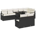 Conjunto de sofá de jardín 9 pcs Negro Poliratán