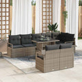 Conjunto de sofá de jardín con cojín 9 pcs Gris Poliratán