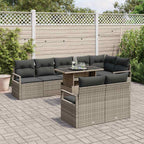 Conjunto de sofá de jardín con cojín 9 pcs Gris Poliratán