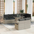 Conjunto de sofá de jardín 9 pcs Gris Claro Poliratán